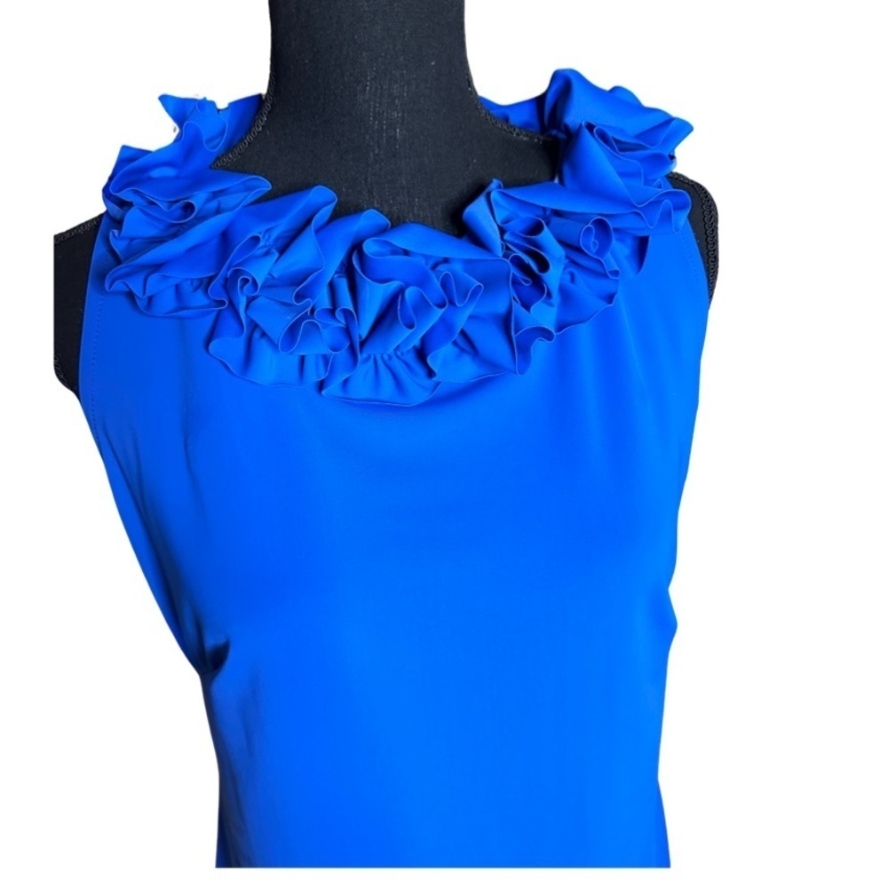 NWOT Katherine Way neck ruffle royal blue Sz S - Picture 5 of 6